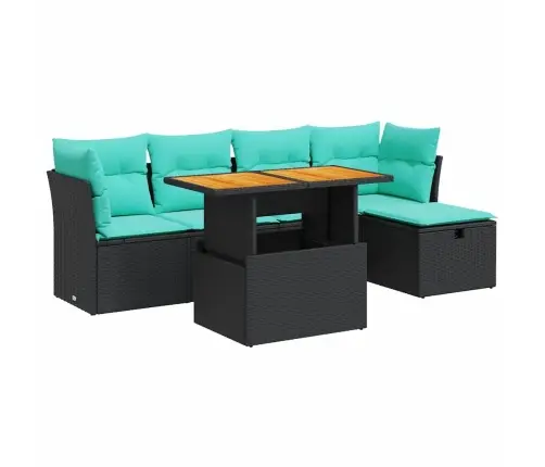 6-Daļīgs Dārza Dīvāna Komplekts, Matrači, Melna Pe Rotangpalma Vidaxl