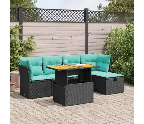 6-Daļīgs Dārza Dīvāna Komplekts, Matrači, Melna Pe Rotangpalma Vidaxl