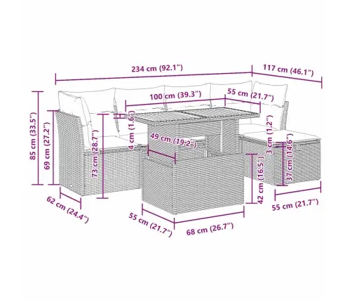 Sodo Komplektas Su Pagalvėlėmis, 6 Dalių, Poliratanas/Akacija