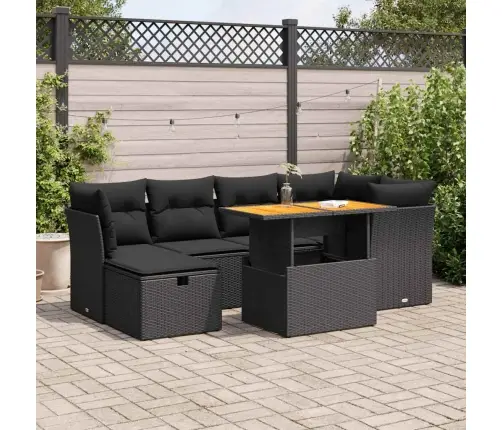 Sodo Komplektas Su Pagalvėlėmis, 7 Dalių, Poliratanas/Akacija