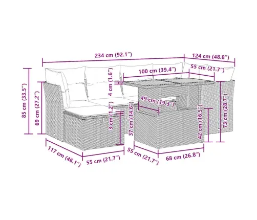 7-Daļīgs Dārza Dīvāna Komplekts, Matrači, Bēša Pe Rotangpalma Vidaxl