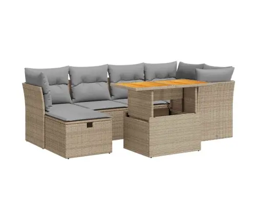 7-Osaline Aiadiivani Komplekt Patjadega, Beež, Rotang/Akaatsia