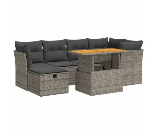 Sodo Komplektas Su Pagalvėlėmis, 7 Dalių, Poliratanas/Akacija