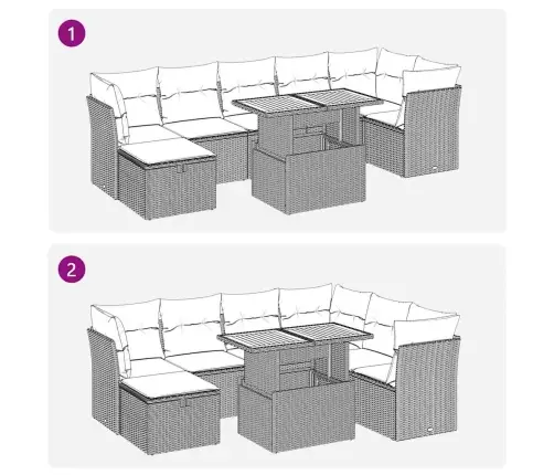 8-Daļīgs Dārza Dīvāna Komplekts, Matrači, Bēša Pe Rotangpalma Vidaxl