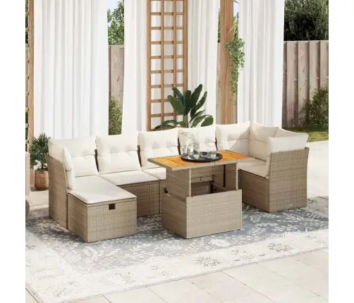 8-Osaline Aiadiivani Komplekt Patjadega, Beež, Rotang/Akaatsia