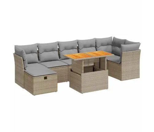 Sofos Komplektas Su Pagalvėlėmis, 8 Dalių, Poliratanas/Akacija