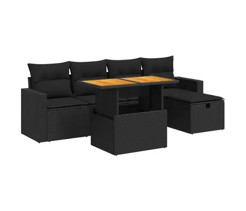 6-Daļīgs Dārza Dīvāna Komplekts, Matrači, Melna Pe Rotangpalma Vidaxl