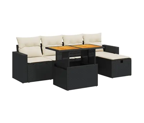 6-Osaline Aiadiivani Komplekt Patjadega, Must, Rotang/Akaatsia