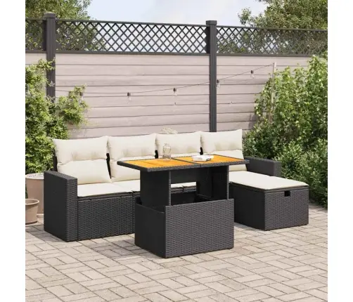 6-Osaline Aiadiivani Komplekt Patjadega, Must, Rotang/Akaatsia