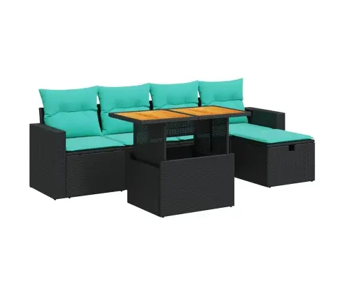 6-Daļīgs Dārza Dīvāna Komplekts, Matrači, Melna Pe Rotangpalma Vidaxl