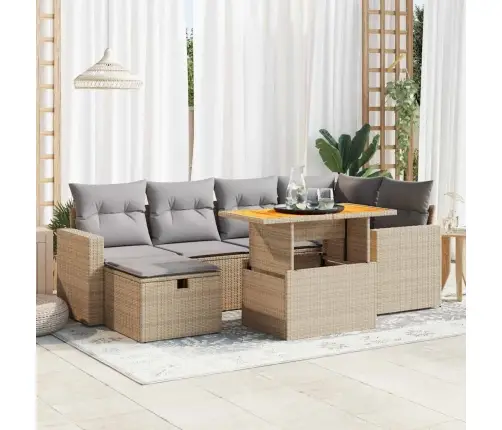 8-Daļīgs Dārza Dīvāna Komplekts, Matrači, Bēša Pe Rotangpalma Vidaxl