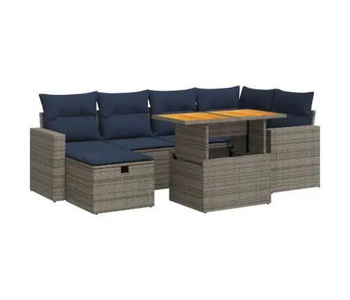 Sodo Komplektas Su Pagalvėlėmis, 7 Dalių, Poliratanas/Akacija