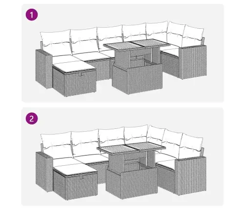 5-Osaline Aiadiivani Komplekt Patjadega, Beež, Rotang/Akaatsia