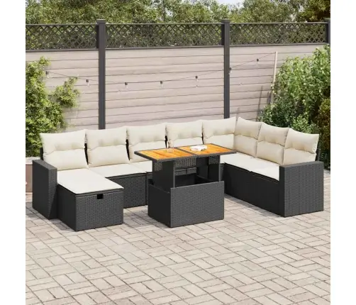 9-Osaline Aiadiivani Komplekt Patjadega, Must, Rotang/Akaatsia