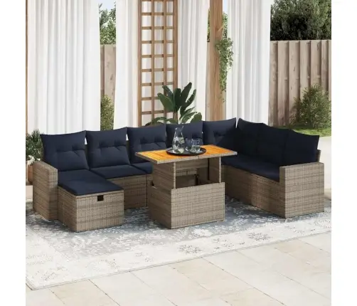 Sodo Komplektas Su Pagalvėlėmis, 9 Dalių, Poliratanas/Akacija