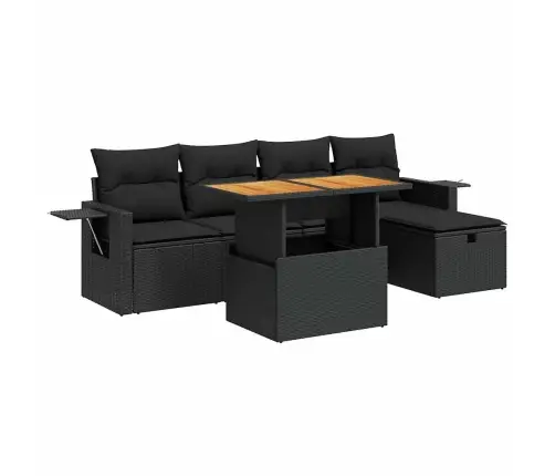 6-Daļīgs Dārza Dīvāna Komplekts, Matrači, Melna Pe Rotangpalma Vidaxl
