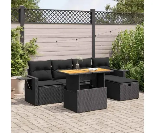 6-Daļīgs Dārza Dīvāna Komplekts, Matrači, Melna Pe Rotangpalma Vidaxl