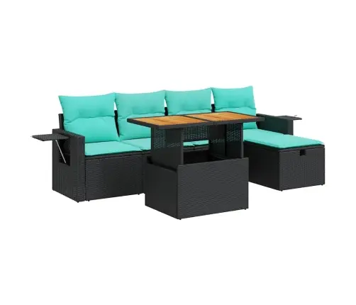 6-Daļīgs Dārza Dīvāna Komplekts, Matrači, Melna Pe Rotangpalma Vidaxl
