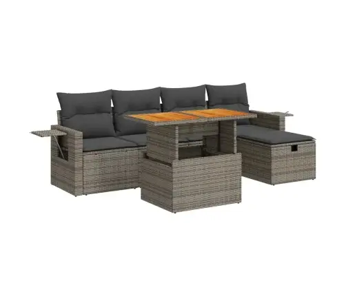 6-Daļīgs Dārza Dīvāna Komplekts, Matrači, Pelēka Pe Rotangpalma Vidaxl