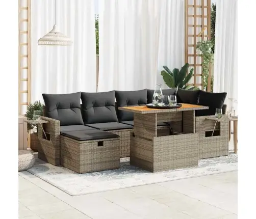 Sodo Komplektas Su Pagalvėlėmis, 8 Dalių, Poliratanas/Akacija