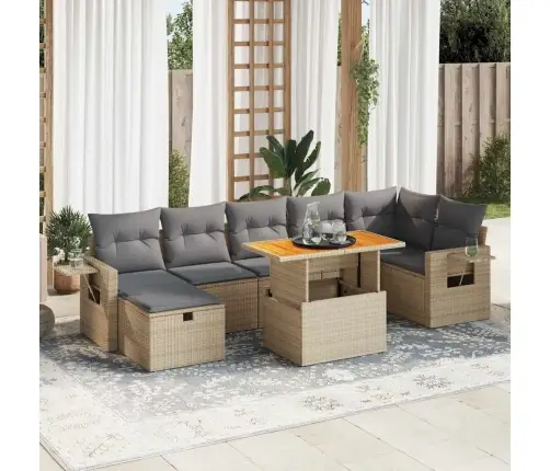 Sofos Komplektas Su Pagalvėlėmis, 5 Dalių, Smėlio, Poliratanas