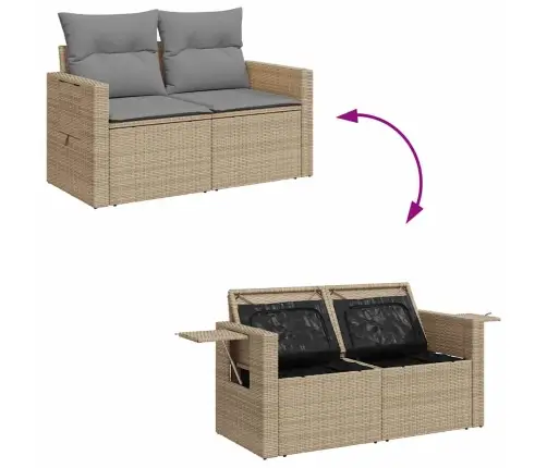 9-Osaline Aiadiivani Komplekt Patjadega, Beež, Rotang/Akaatsia