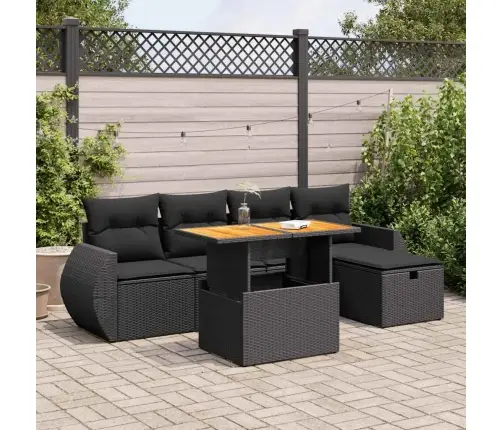 6-Daļīgs Dārza Dīvāna Komplekts, Matrači, Melna Pe Rotangpalma Vidaxl