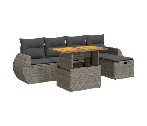 6-Daļīgs Dārza Dīvāna Komplekts, Matrači, Pelēka Pe Rotangpalma Vidaxl