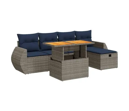 6-Daļīgs Dārza Dīvāna Komplekts, Matrači, Melna Pe Rotangpalma Vidaxl