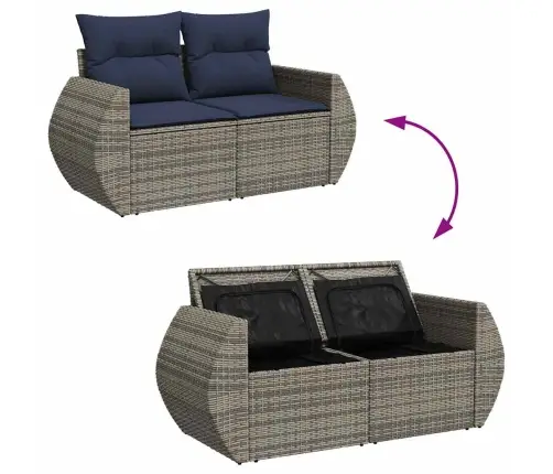 6-Daļīgs Dārza Dīvāna Komplekts, Matrači, Melna Pe Rotangpalma Vidaxl