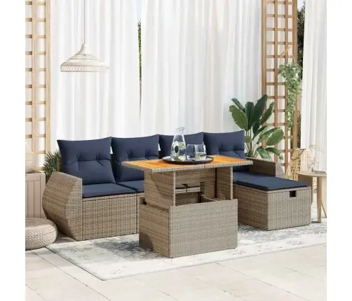 6-Daļīgs Dārza Dīvāna Komplekts, Matrači, Melna Pe Rotangpalma Vidaxl