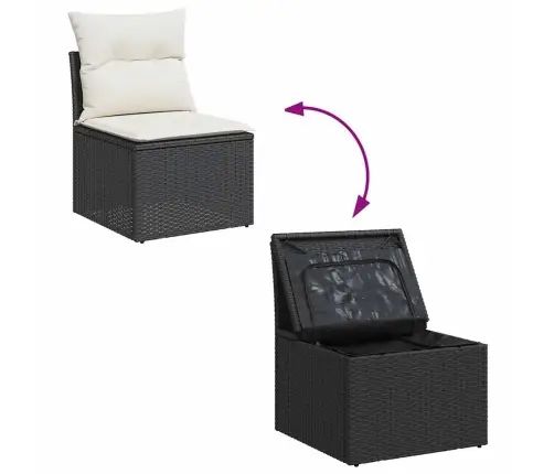 8-Osaline Aiadiivani Komplekt Patjadega, Must, Rotang/Akaatsia