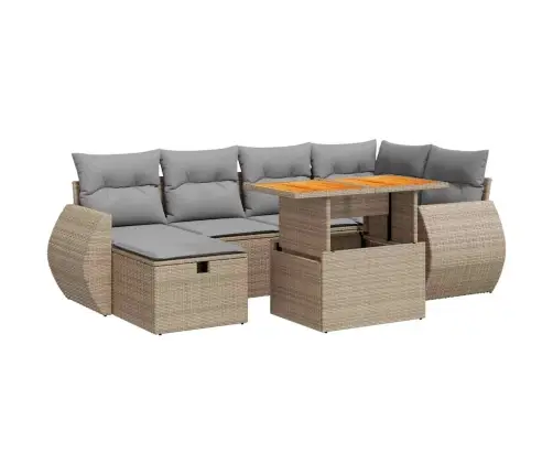 Sofos Komplektas Su Pagalvėlėmis, 8 Dalių, Poliratanas/Akacija