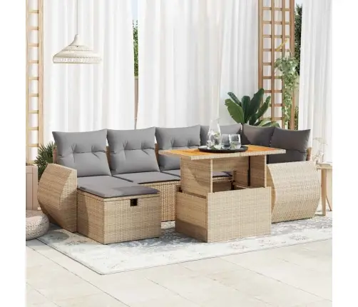 Sofos Komplektas Su Pagalvėlėmis, 8 Dalių, Poliratanas/Akacija