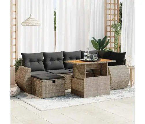 8-Osaline Aiadiivani Komplekt Patjadega, Hall, Rotang/Akaatsia