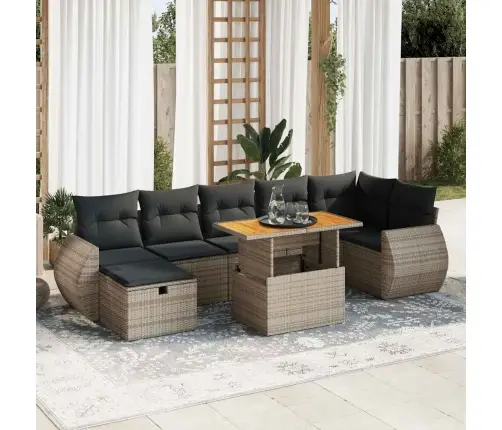 5-Daļīgs Dārza Dīvānu Komplekts, Matrači, Pelēka Pe Rotangpalma Vidaxl