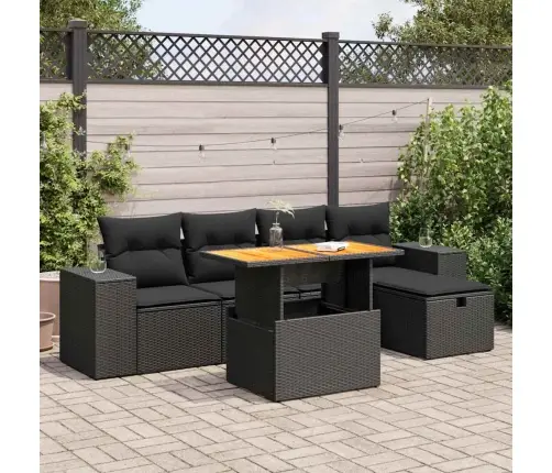 6-Daļīgs Dārza Dīvāna Komplekts, Matrači, Melna Pe Rotangpalma Vidaxl