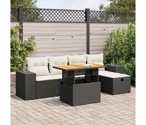 Sodo Komplektas Su Pagalvėlėmis, 6 Dalių, Poliratanas/Akacija