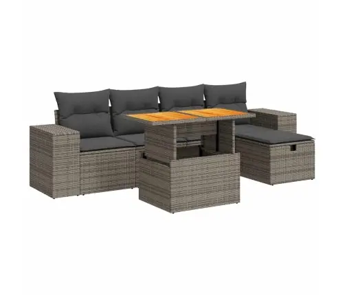 Sodo Komplektas Su Pagalvėlėmis, 6 Dalių, Poliratanas/Akacija