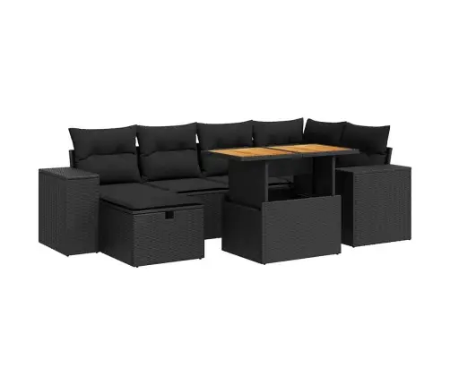 Sodo Komplektas Su Pagalvėlėmis, 8 Dalių, Poliratanas/Akacija