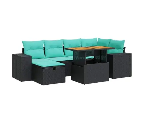 Sodo Komplektas Su Pagalvėlėmis, 7 Dalių, Poliratanas/Akacija