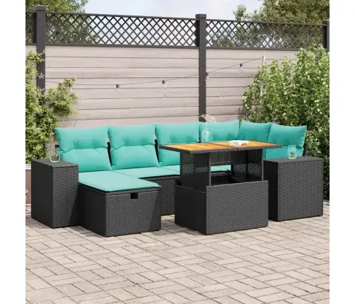 Sodo Komplektas Su Pagalvėlėmis, 7 Dalių, Poliratanas/Akacija