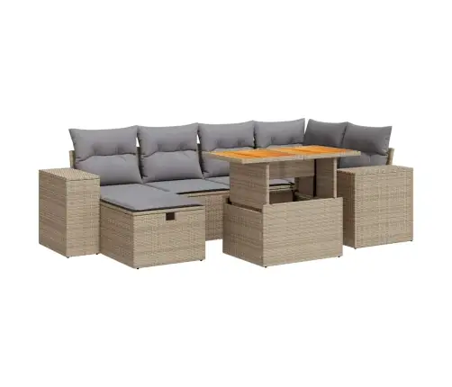 8-Daļīgs Dārza Dīvāna Komplekts, Matrači, Bēša Pe Rotangpalma Vidaxl