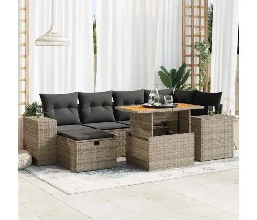 Sodo Komplektas Su Pagalvėlėmis, 8 Dalių, Poliratanas/Akacija