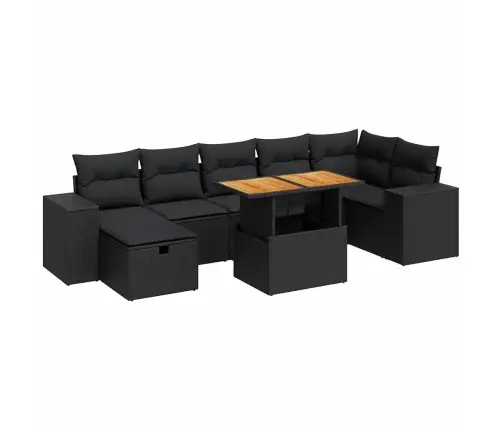 5-Daļīgs Dārza Dīvānu Komplekts, Matrači, Melna Pe Rotangpalma Vidaxl