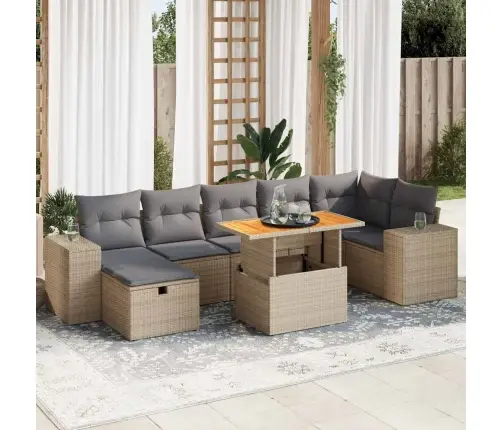 5-Daļīgs Dārza Dīvāna Komplekts, Matrači, Bēša Pe Rotangpalma Vidaxl