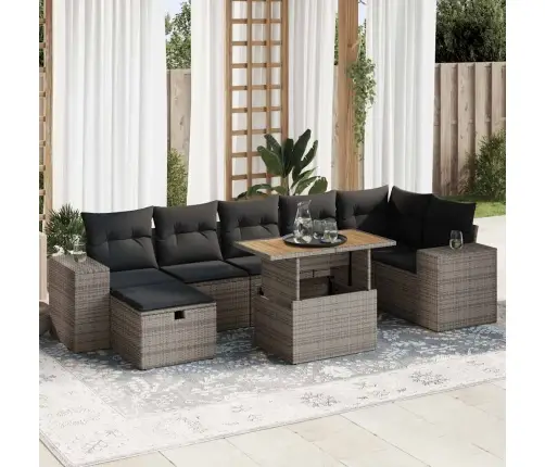 5-Daļīgs Dārza Dīvānu Komplekts, Matrači, Pelēka Pe Rotangpalma Vidaxl