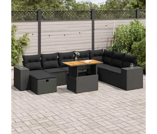 Sodo Komplektas Su Pagalvėlėmis, 9 Dalių, Poliratanas/Akacija