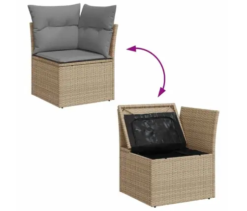 9-Osaline Aiadiivani Komplekt Patjadega, Beež, Rotang/Akaatsia