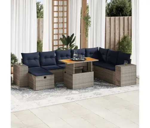 Sodo Komplektas Su Pagalvėlėmis, 9 Dalių, Poliratanas/Akacija